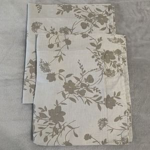Pottery Barn Pillow Shams Beige Floral Set Of 2 Standard Square Linen Blend